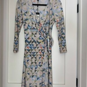 BCBG Max Azria “Adele” Wrap Dress – Geometric Print – Size S – NWT